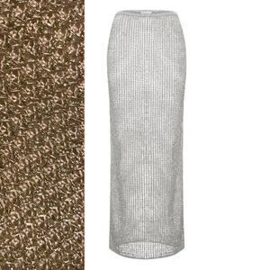 NWT Slightly Imperfect JLUXLABEL Silver Metallic Crochet Midi Pencil Skirt
